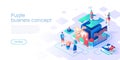 Business puzzle isometric landing page