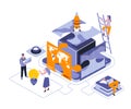 Business puzzle isometric landing page