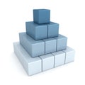 Business pyramid of blue construction cubes Royalty Free Stock Photo
