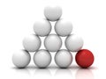 Business pyramid of white balls with red leader Royalty Free Stock Photo
