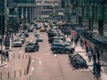 Business quarter of Moscow city, traffic from the movement of cars and people