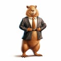 Cartoonlike Ground Squirrel In A Suit Realistic Rendering Art Royalty Free Stock Photo