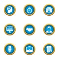 Business recharge icons set, flat style