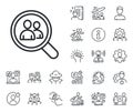 Business recruitment line icon. Search employees. Specialist, doctor and job competition. Vector