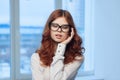 Business red-haired woman wearing glasses office manager Professional Royalty Free Stock Photo