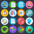 Business regulation, legal compliance and copyright vector flat icons