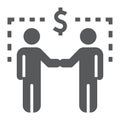 Business relationship glyph icon, business and handshake, two people shaking hands sign, vector graphics, a solid Royalty Free Stock Photo