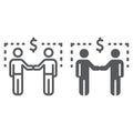 Business relationship line and glyph icon, business and handshake, two people shaking hands sign, vector graphics, a Royalty Free Stock Photo