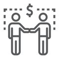 Business relationship line icon, business and handshake, two people shaking hands sign, vector graphics, a linear Royalty Free Stock Photo