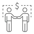 Business relationship thin line icon, business and handshake, two people shaking hands sign, vector graphics, a linear Royalty Free Stock Photo