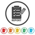 Business Report icon, 6 Colors Included Royalty Free Stock Photo