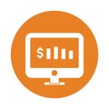 Business report, monitor, dollar icon. Orange color vector EPS