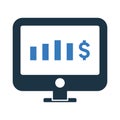 Business report, monitor, dollar icon. Simple editable vector design isolated on a white background Royalty Free Stock Photo