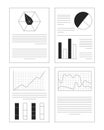 Business reports with charts and graphs 2D line objects set
