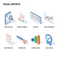 Business reports and data visualization icons set Royalty Free Stock Photo