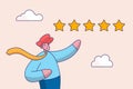 Business reputation and satisfaction concept. Customer feedback 5 stars rating, best quality, excellence high