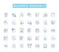 Business research linear icons set. Analysis, Trends, Insights, Survey, Data, Market, Strategy line vector and concept