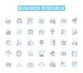 Business research linear icons set. Analysis, Trends, Insights, Survey, Data, Market, Strategy line vector and concept