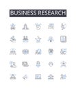 Business research line icons collection. Market analysis, Economic study, Financial research, Environmental scanning