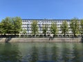 Business and residential buildings along the Limmat River in the city of Zurich Royalty Free Stock Photo