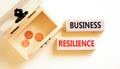Business resilience symbol. Concept word Business resilience typed on wooden blocks. Beautiful white table white background. Royalty Free Stock Photo