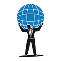 Business responsibility concept A businessman carries on his back vector illustration