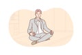 Business, rest, meditation, yoga, relaxation concept