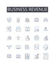 Business revenue line icons collection. Income stream, Mtary gain, Fiscal profit, Commercial sales, Financial returns