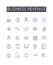 Business revenue line icons collection. Income stream, Mtary gain, Fiscal profit, Commercial sales, Financial returns