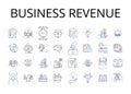 Business revenue line icons collection. Income stream, Mtary gain, Fiscal profit, Commercial sales, Financial returns