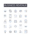 Business revenue line icons collection. Income stream, Mtary gain, Fiscal profit, Commercial sales, Financial returns