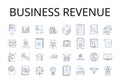 Business revenue line icons collection. Income stream, Mtary gain, Fiscal profit, Commercial sales, Financial returns