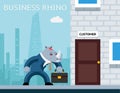 Business rhino. Angry businessman