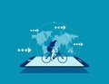 Business ride bicycle . Concept business vector illustration, Direction, Speed, Technology