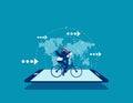 Business ride bicycle . Concept business vector illustration, Direction, Speed, Technology