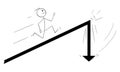 Business Rise and Fall, Vector Cartoon Stick Figure Illustration