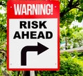 Business Risk Ahead warning sign turning right