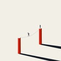 Business risk, danger and challenge vector concept. Symbol of tightrope, balance, courage. Minimal illustration.