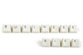 Business risk from scattered keyboard keys on white Royalty Free Stock Photo