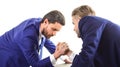 Business rivalry concept. Men or businessmen with busy faces Royalty Free Stock Photo