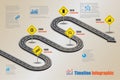 Business road map timeline infographic template with pointers, Vector Illustration