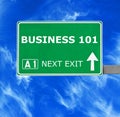 BUSINESS 101 road sign against clear blue sky