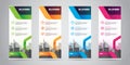 Business Roll Up Banner Standee Design with 4 Various Color Template. Vector Illustration. Royalty Free Stock Photo