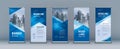 Business Roll Up Set. Standee Design. Banner Template, Abstract Geometric Triangle