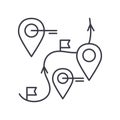 Business route icon, linear isolated illustration, thin line vector, web design sign, outline concept symbol with