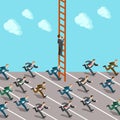 Business rush ladder success flat 3d isometric vector Royalty Free Stock Photo