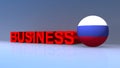 Business with Russia flag on blue
