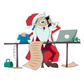 Business Santa Claus takes orders for New Year\'s gifts and greetings.