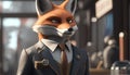business savvy fox digital art illustration, Generative AI