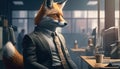 business savvy fox digital art illustration, Generative AI